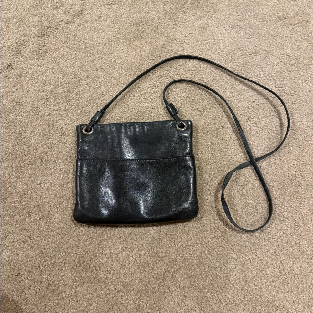 Margot Black Leather Crossbody bag